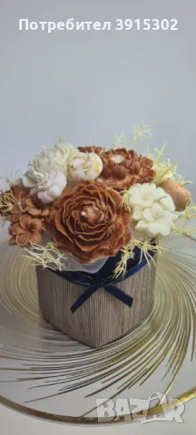 Букет от соеви свещи и ръчно изработени декорации, снимка 7 - Декорация за дома - 49729143