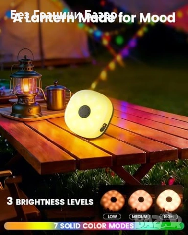 Нови слънчеви соларни LED къмпинг лампички 10M 130 LED RGB за палатка украса, снимка 3 - Лед осветление - 54129257