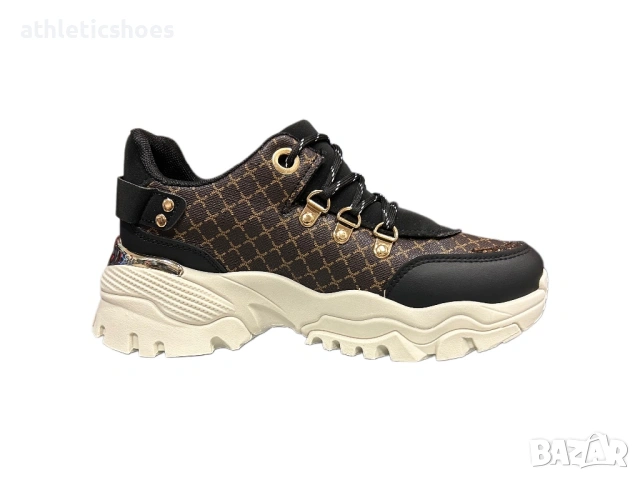 Дамски маратонки на платформа в кафяво, снимка 2 - Маратонки - 24300526