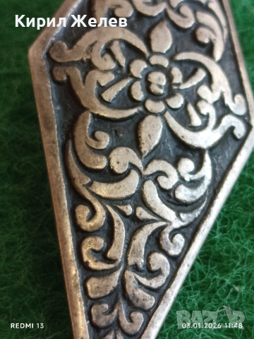 Стара сребърна Руска брошка флорален мотив Ретро Арт бижу 30208, снимка 2 - Антикварни и старинни предмети - 52961914