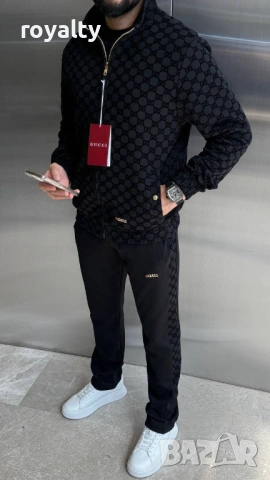 Gucci Нов Мъжки Черен Екип Гучи, снимка 2 - Спортни дрехи, екипи - 53301880