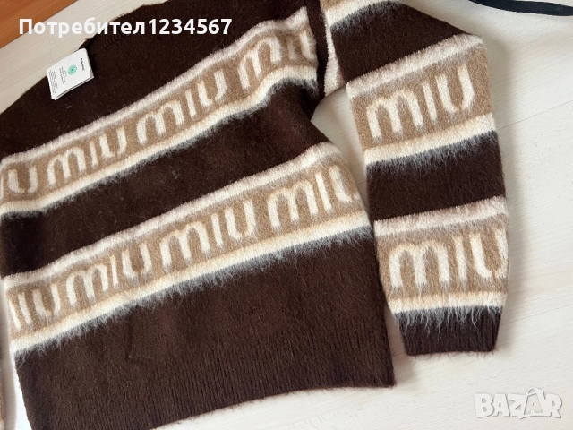Нов пуловер Miu Miu oversize с етикет, снимка 6 - Блузи с дълъг ръкав и пуловери - 52584989