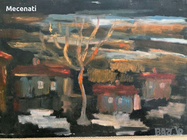 ПЕТЪР ПЕНЧЕВ масло абстракт пейзаж, снимка 3 - Картини - 53122825