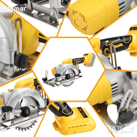 12,5 см Акумулаторен циркуляр, съвместим с батерия Dewalt 20V, 3 диска, 9500 об/мин - без батерия, снимка 7 - Други инструменти - 51734176