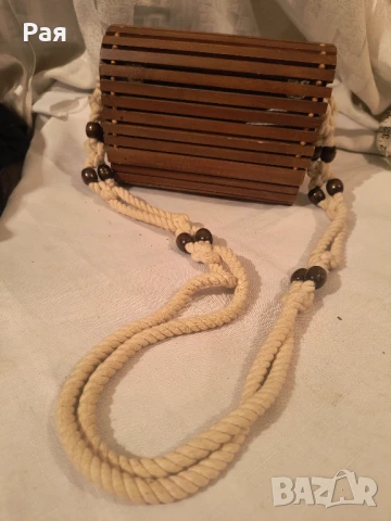 Дървена лятна чанта Zara. , снимка 5 - Чанти - 51186464