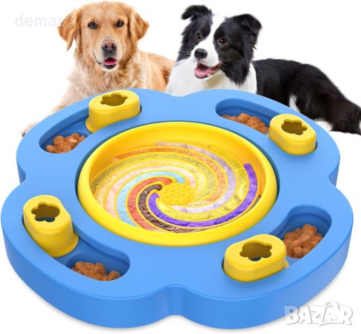 RUXAN Купа за кучета за бавно хранене, играчка пъзел, синьо, снимка 1 - За кучета - 45652685