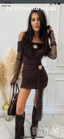 Дамска Ефектна Рокля - Налични Различни Цветове Код S384, снимка 4 - Рокли - 52685189