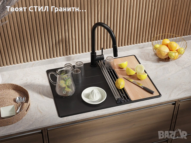 Кухненска Мивка от гранит модел Копенхаген 40 Top 700 x 500 мм - Графит