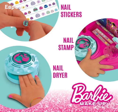 Игрален комплект Mondo Barbie Make Up Nail Studio & DJ, детско студио за маникюр, снимка 4 - Образователни игри - 47296925