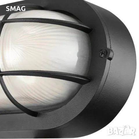 Външна стенна лампа Овална черна 21x10.5x8.5cm S_1240115, снимка 5 - Соларни лампи - 49920881