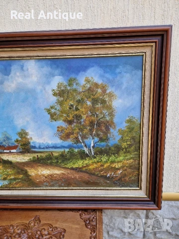 Страхотна голяма антикварна авторска холандска картина масло върху платно, снимка 4 - Антикварни и старинни предмети - 51051079