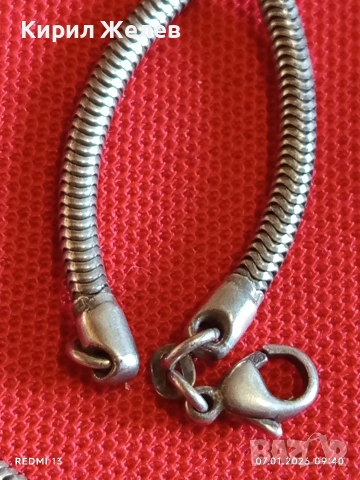 Сребърна огърлица тип змийска верижка майсторска ръчна изработка 39944, снимка 4 - Колиета, медальони, синджири - 53015799