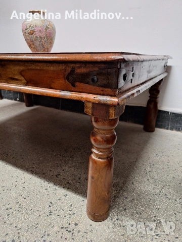 Маса за всекидневна орех и ковано желязо , снимка 4 - Маси - 53696231