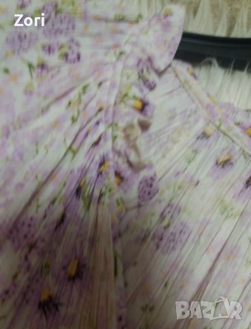ИЗКЛЮЧИТЕЛНО КРАСИВА рокля на лилави маргаритки с къдрички и коланче в бохо стил , снимка 4 - Рокли - 45216273
