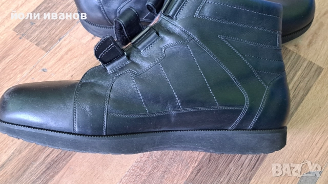 Кожени високи обувки с три велкро лепенки за широк крак,нови 48 номер, снимка 10 - Маратонки - 52243891