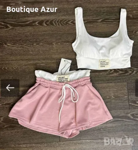 дамски летни комплекти бюстие и къси панталонки с камъни , снимка 4 - Комплекти - 50307196