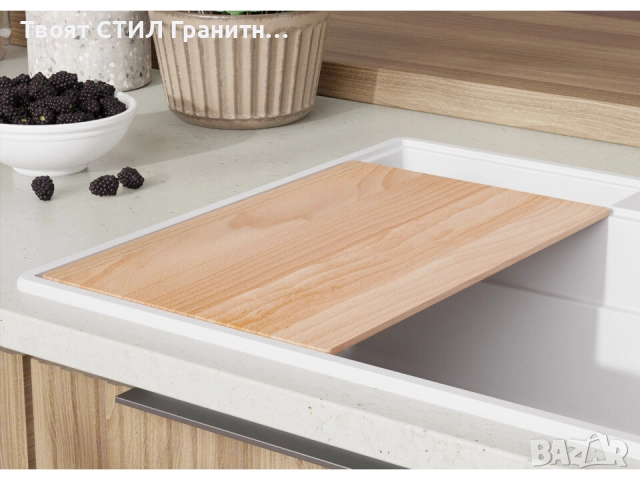 Бяла кухненска гранитна мивка Ню Йорк 80 Multispace 780 x 530 мм -22% Ново, снимка 3 - Мивки - 51834734