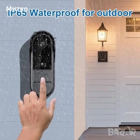 Безжичен видео звънец без абонамент, двупосочен домофон, водоустойчивост IPX65, екран 4.3”, ъгъл на , снимка 7 - Други - 53840504