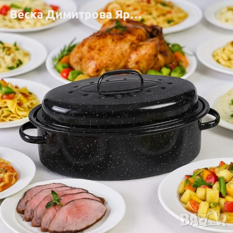 Ростер с мраморно покритие, емайлиран, за индукционни и всички видове котлони, Ø42 см., снимка 2 - Други стоки за дома - 51055445