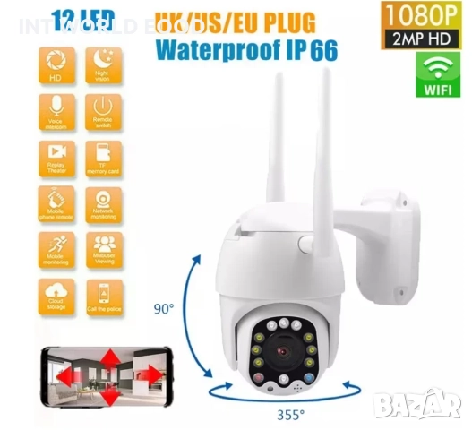 Hawk Eye X12 12LED WiFi IP 2MP Камера PTZ Сензор за движение Аларма Нощно виждане YCC365 Plus APP, снимка 6 - IP камери - 52063087