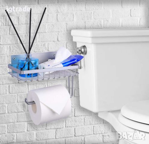 Държач за тоалетна хартия с рафт Полиран хром, SUS 304 Неръждаема стомана , снимка 6 - Други стоки за дома - 45136637