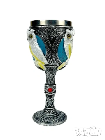 Чаша за вино, изработена от полирезин и метал, снимка 3 - Други ценни предмети - 53717596