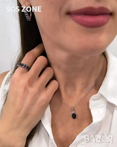 сребърни обеци с изумруди, рубини и сапфири, снимка 9 - Обеци - 51758284