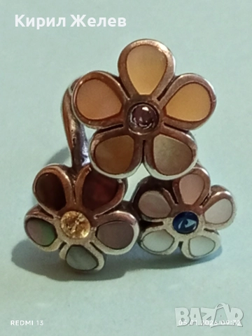 Артистичен сребърен пръстен венчелистчета с Кралски Седеф и кристали Арт бижу 19962, снимка 9 - Пръстени - 52982502