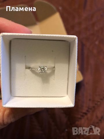 Сребърен нов годежен пръстен , снимка 1 - Пръстени - 45994836