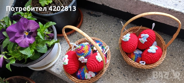 Ръчна изработка .Плетени  Великденски яйца , 8 см  , снимка 11 - Декорация за дома - 53671986