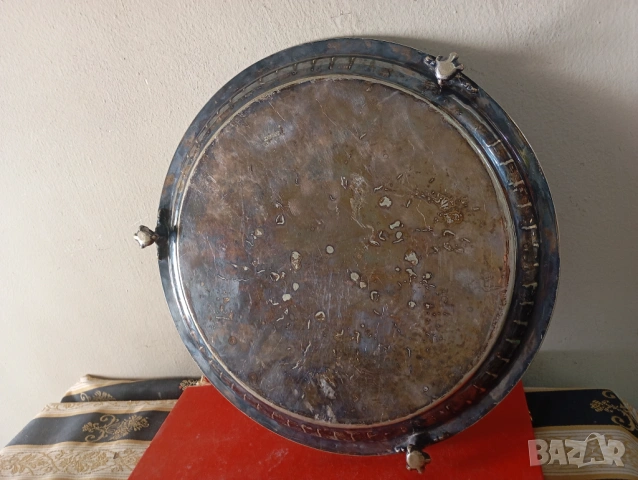 посребрена месингова табла,поднос арт деко, снимка 4 - Антикварни и старинни предмети - 54286301