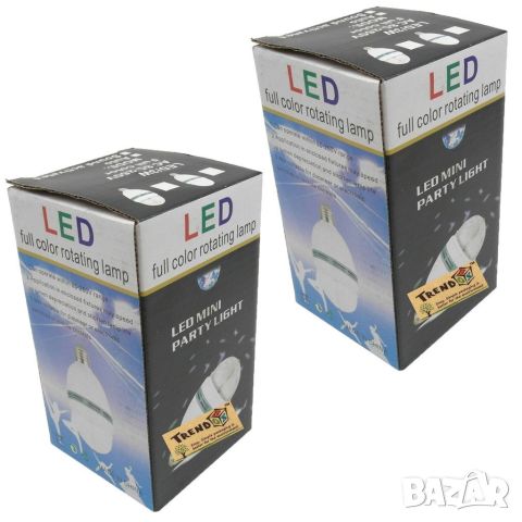 Диско LED лампа, въртяща се крушка - автоматично въртене с кристални топки, снимка 6 - Лед осветление - 46482511