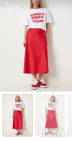 Червена сатенена пола, снимка 1