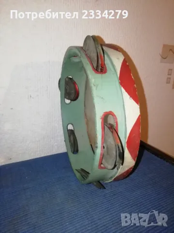 Стари детски музикални инструменти, чинели, дайре, акордеон. , снимка 7 - Антикварни и старинни предмети - 49777852