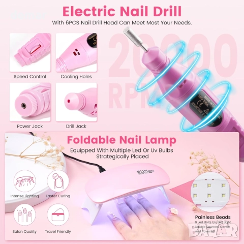 Комплект за акрилни нокти за начинаещи с всичко необходимо, снимка 5 - Продукти за маникюр - 52304032