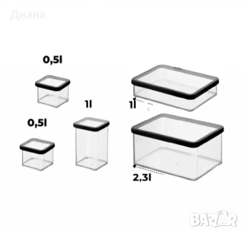 Комплект от 5 контейнера за съхранение, снимка 4 - Кутии за храна - 48851260