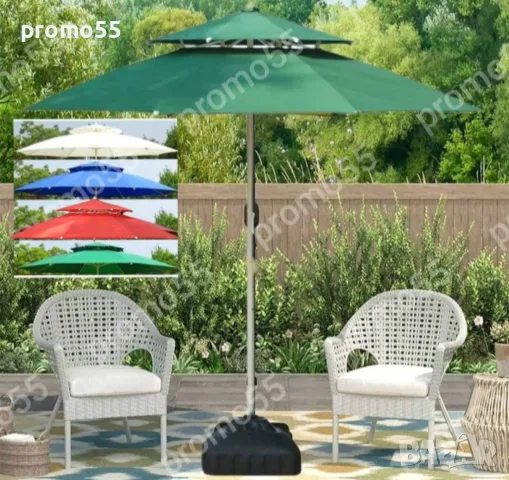 Чадър за плаж и градина - 220см. с двоен покрив за стабилност при вятър, снимка 6 - Градински мебели, декорация  - 49657228