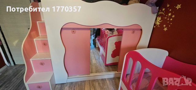 Двуетажно легло с гардероб, снимка 2 - Мебели за детската стая - 45537124