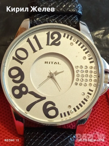 Модерен дамски часовник Rital quartz с кожена каишка не е носен 51693, снимка 4 - Дамски - 53590221