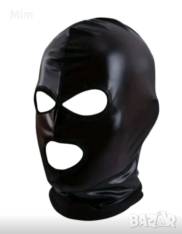 Черна маска от еластична еко кожа 