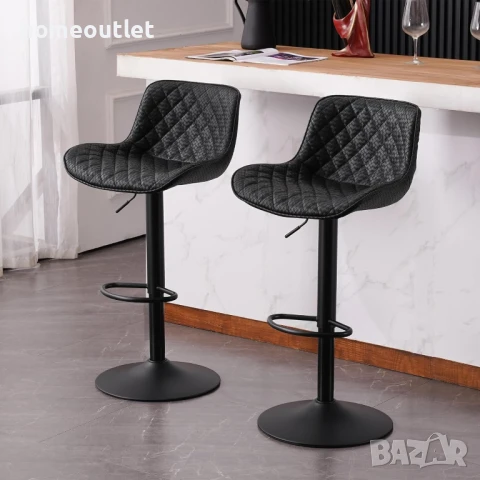 ПРОМОЦИЯ Бар столове, к-кт от 2 бр. YOUNIKE EUYY102-YOK-1928-BK-DE, снимка 4 - Столове - 50986625