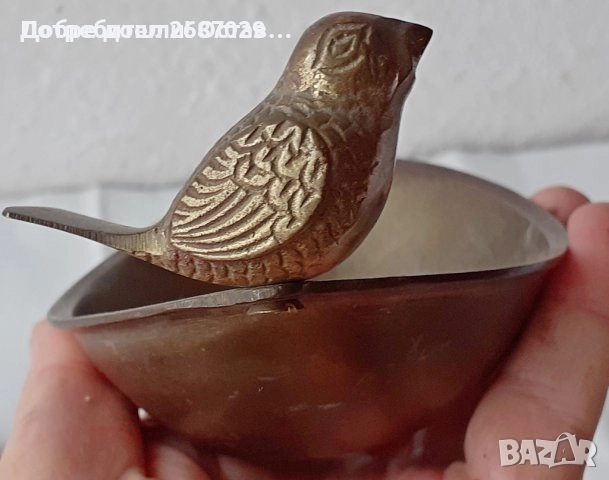 Врабчета: врабче птица фигура, статуетка, врабец, метал, отварачка и пепелник антика, снимка 2 - Статуетки - 42267512