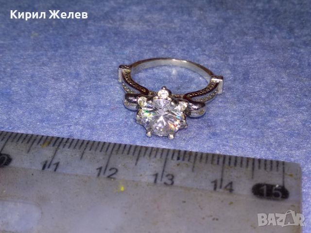 CHAUMET AU750+ СКЪПОЦЕНЕН СРЕБЪРЕН ПРЪСТЕН с ДЕБЕЛА 18 КАРАТА БЯЛА ПОЗЛАТА иСИНТЕТИЧЕН БРИЛЯНТ 45538, снимка 9 - Пръстени - 45940303