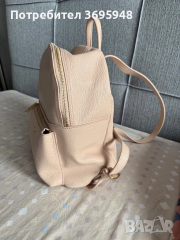 Кожена раница Zarena в цвят пудра, снимка 7 - Раници - 53845806