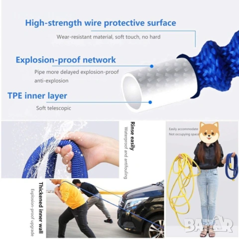 4514 Луксозен градински маркуч с меден пистолет – надеждност и мощна струя, снимка 3 - Напояване - 53877725