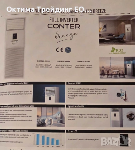 Колонен климатик CONTER Breeze 55000 BTU - 6 броя на склад 2460 евро с ДДС, снимка 10 - Климатици - 53587779