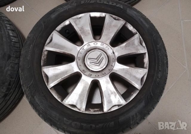 Лети джанти 16“ с летни гуми 205/55/16 от Citroen център-65мм, 4х108мм, снимка 2 - Гуми и джанти - 46141697