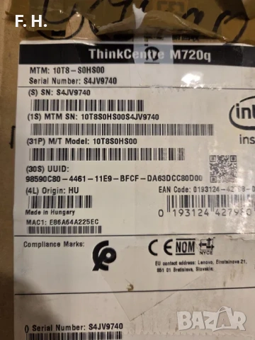 Lenovo Thinkcentre M720q Tiny PC Intel i5-8500T 2.10ghz 16GB RAM, 256GB NVMe, снимка 4 - Работни компютри - 53911500