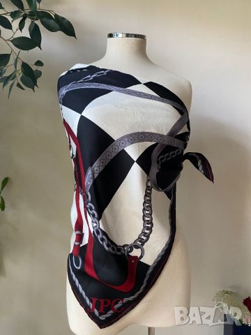 Летен шал/ кърпа за глава в черно и бяло, снимка 2 - Шалове - 46307317