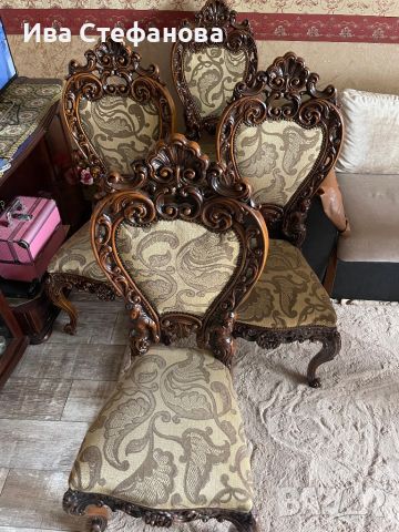Трапезни столове дърворезбовани дъб внос Франция , снимка 1 - Столове - 45580724